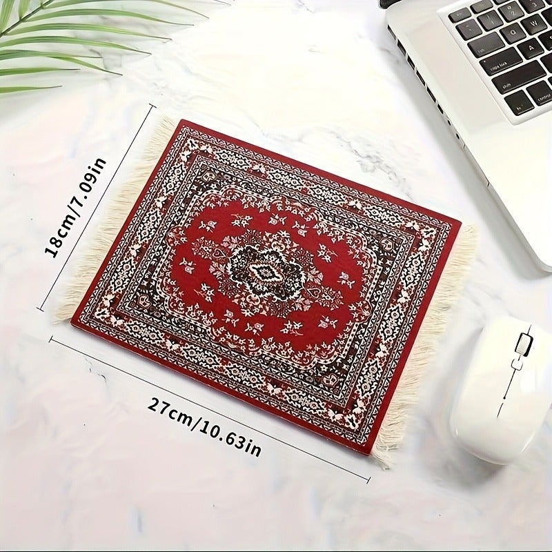 Soft Plastic Persian Style Mouse Pad - Non-Slip Rectangular Desk Mat with Vibrant Red and Black Floral Design, Durable for Office and Home Use - Image 5