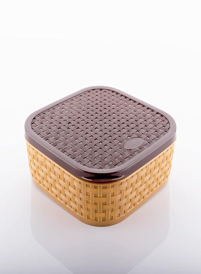 SWEEVAN Plastic Square 7 Sections Multipurpose Masala Rangoli Dabba Box Set, Spice Box Set - Brown - Image 2