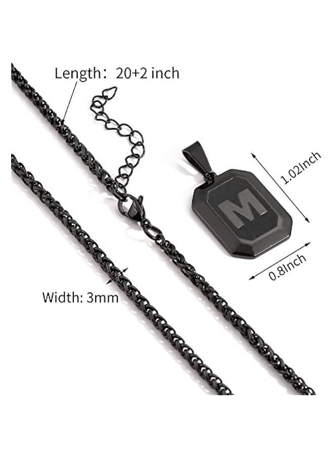 Graduation  Gift sInitial A-Z Letter Necklace for Men Boys Kids Teen, Stainless Steel American Flag Dog Tag Pendent Chain Jewelry Fathers Day Dad Gifts Birthday  Gifts- 24Inches - Image 5