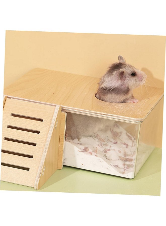 balacoo Hamster Bath Room Delicate Chinchilla Bathtub Hamster Sand Bath Kit Reusable Chinchilla Bathtub Large Wooden Small Hamster Clear Sand Bath Box Cage Sand Bath Box Hamster Accessory - Image 2