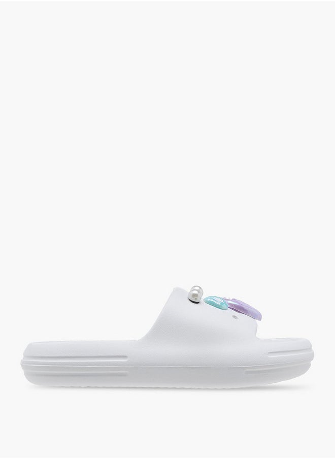 Aqua Pearl Embellished Slip-On Slides  - Image 2