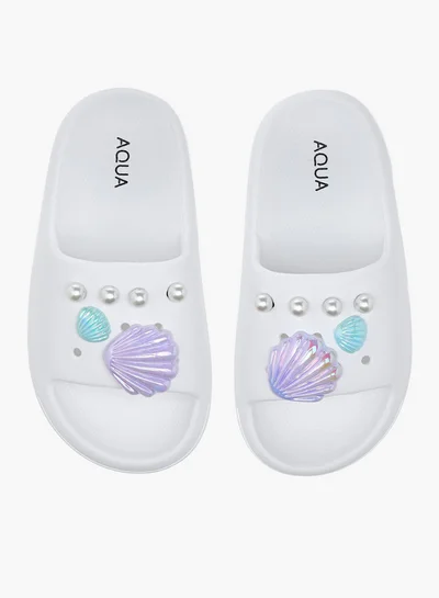 Aqua Girls Pearl Embellished Slip-On Slides