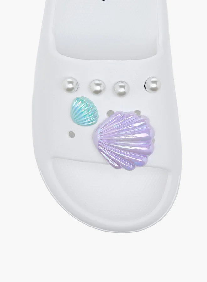 Aqua Girls Pearl Embellished Slip-On Slides