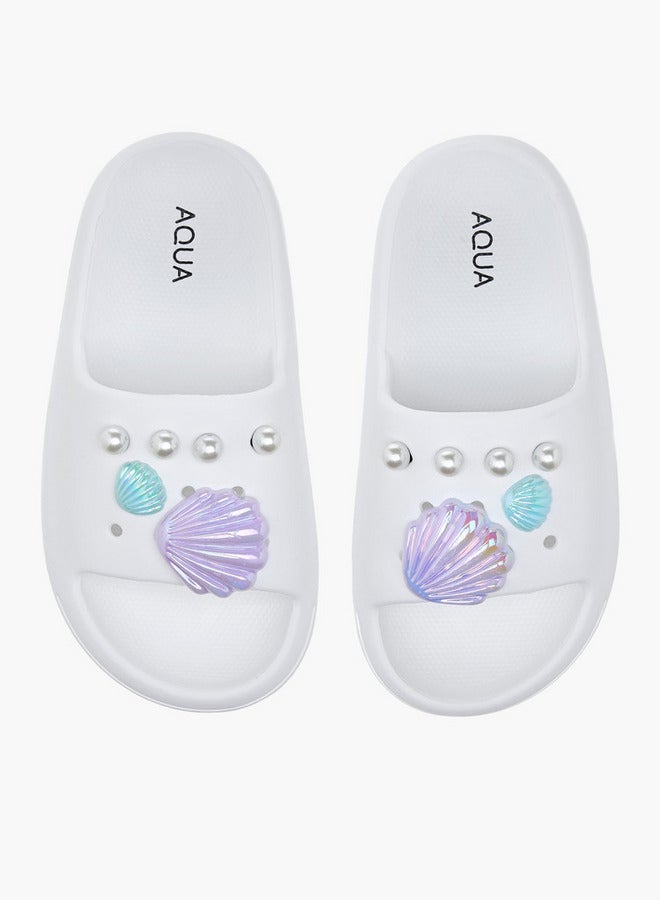 Aqua Girls Pearl Embellished Slip-On Slides - Image 2
