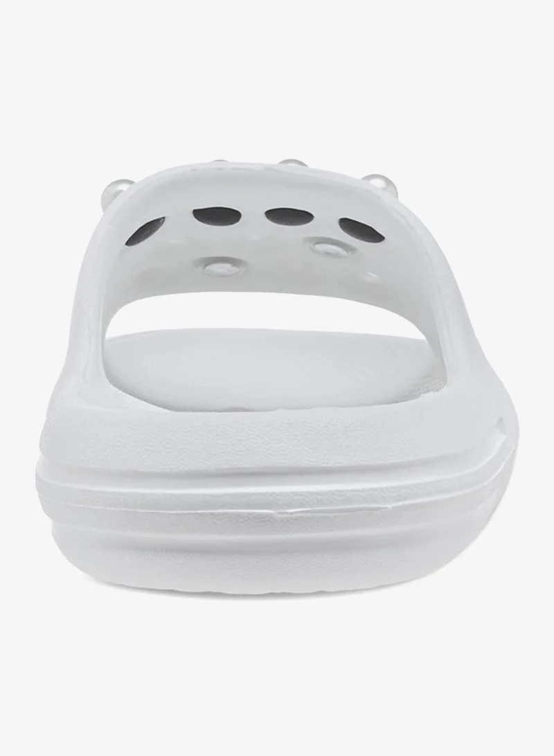 Aqua WHITE Girls Pearl Embellished Slip-On Slides for Women | Best Price UAE