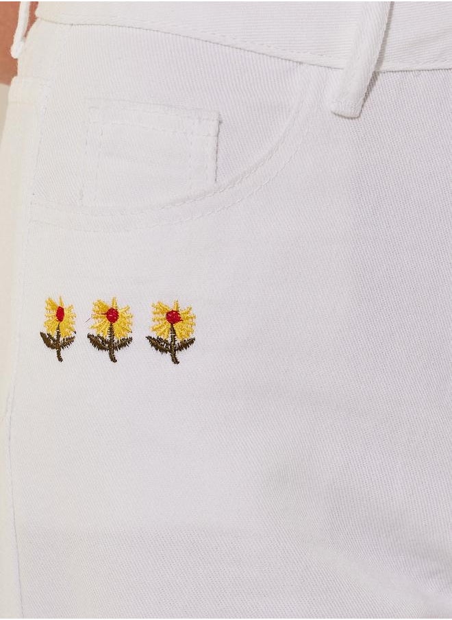 Take Two Embroidered Mid Rise Straight Fit Jeans  - Image 3