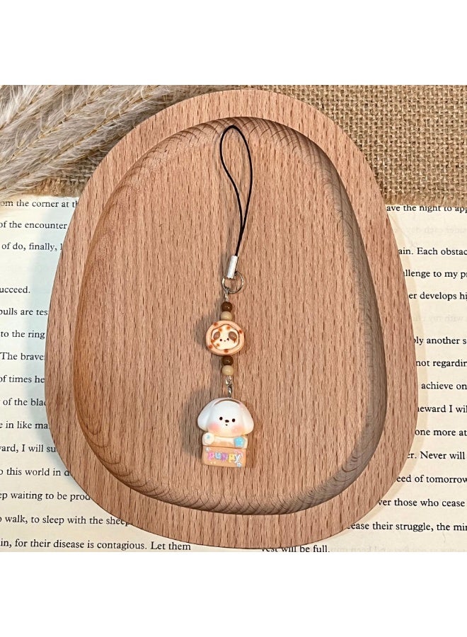 NIBEMINENT Phone Charm/ Chain Strap for Women Girls，3D Puppy Cell Phone Case Lanyard Wrist Strap