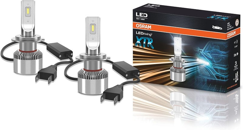 أوسرام مصابيح LEDriving® XTR، ≜H7 لمبات إضاءة أمامية LED، ضوء LED أبيض بارد، للاستخدام على الطرق الوعرة فقط، 64210DWXTR، صندوق قابل للطي (مصباحان) - Image 1