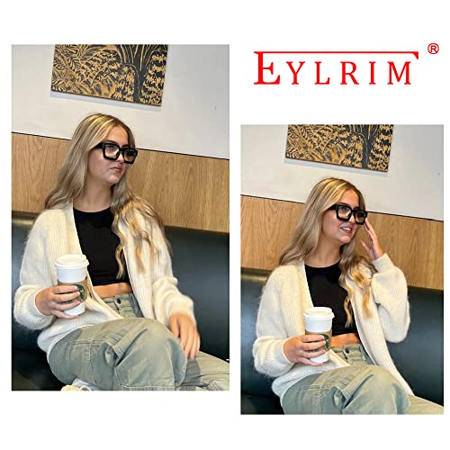 EYLRIM Thick Square Frame Blue Light Glasses for Women Men Non Prescription Computer Eyeglasses(Transparent Green) - Image 2