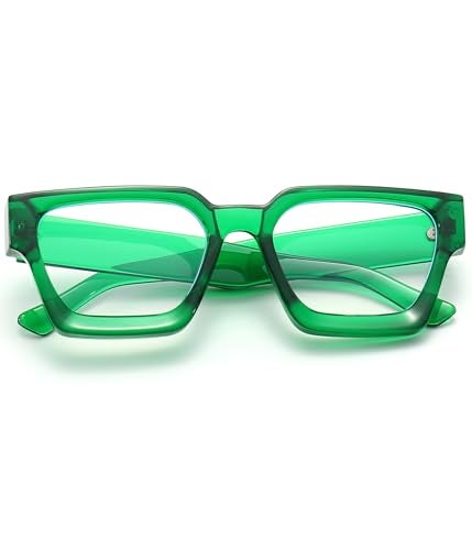 EYLRIM Thick Square Frame Blue Light Glasses for Women Men Non Prescription Computer Eyeglasses(Transparent Green) - Image 5