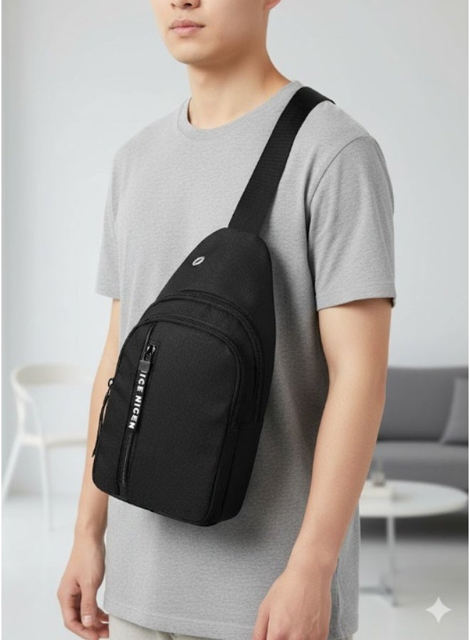 Small Crossbody Bag Multi-Purpose with Long Adjustable Strap for Chest, Shoulder and Back Carry, Thick Fabric Travel Sling Bag with Multiple Pockets, Water Resistant for Men, Women and Kids with Earphone Hole - Image 3