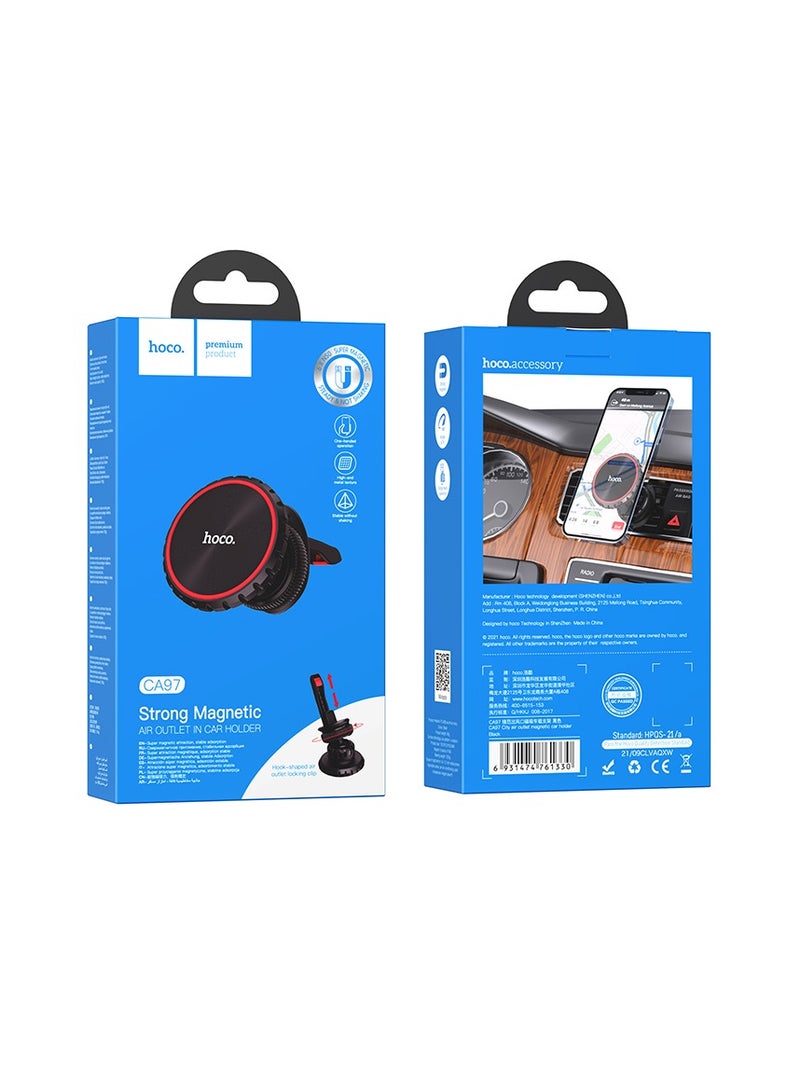 hoco CA97 Magnetic Car Mount for Air Outlet – Universal for 11 to 18 cm Phones, Strong Magnetic Grip