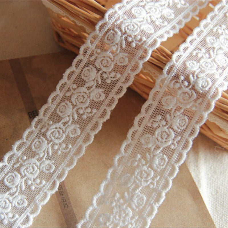 Sourcemall Lace Trim Ribbon, Delicate White Floral Ribbon for Wedding/Bridal Decoration, DIY Craft Sewing, Home Decoration, 5 Yards - Image 3