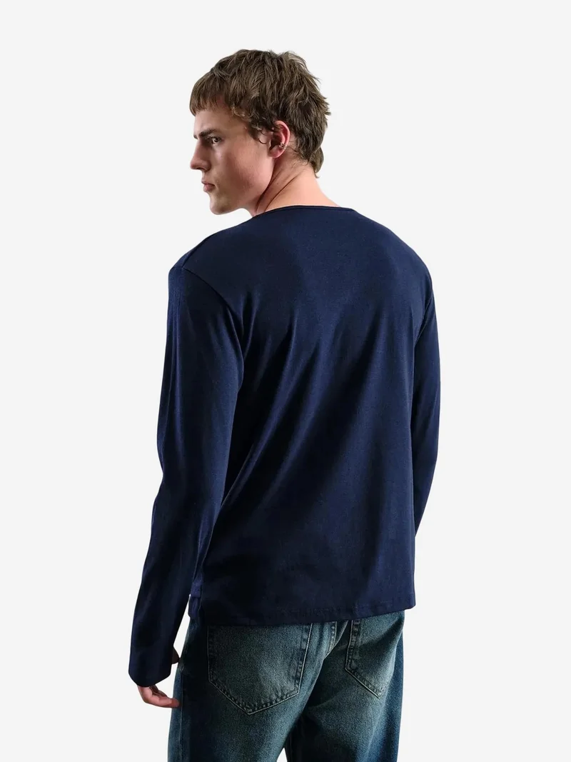 Giesto GIESTO Comfort Fit Long Sleeve Button Collar Cotton T-Shirt