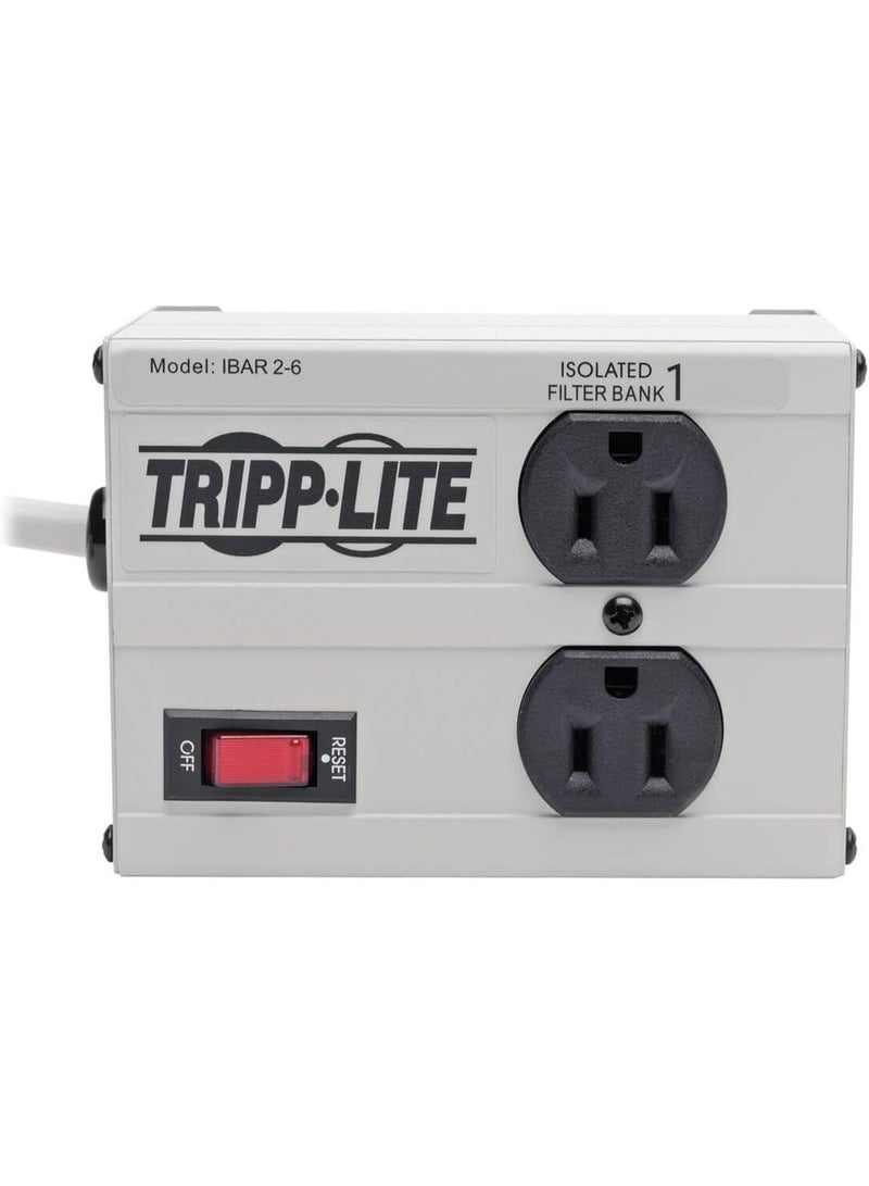 Tripp Lite ترِب لايت IBAR2-6D واقي من زيادة التيار بمدخلين، سلك بطول 6 أقدام، قابس بزاوية قائمة، معدني - Image 3