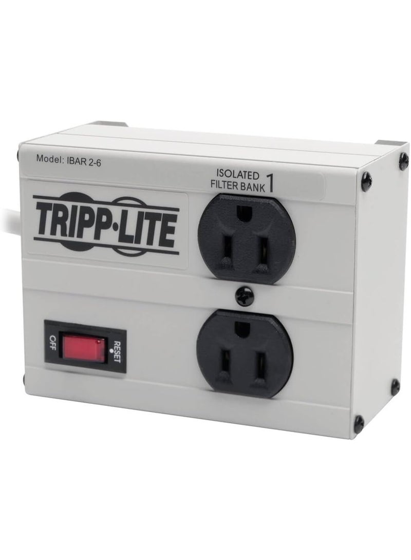 Tripp Lite ترِب لايت IBAR2-6D واقي من زيادة التيار بمدخلين، سلك بطول 6 أقدام، قابس بزاوية قائمة، معدني - Image 2