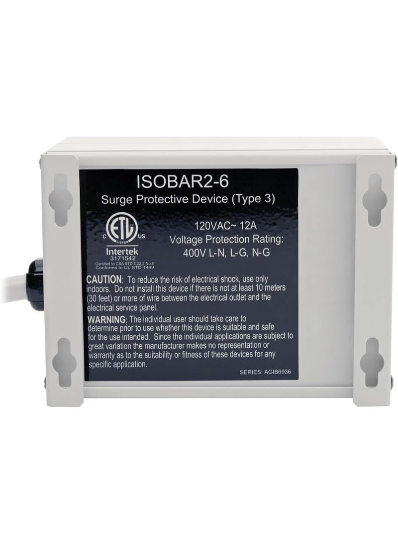 Tripp Lite ترِب لايت IBAR2-6D واقي من زيادة التيار بمدخلين، سلك بطول 6 أقدام، قابس بزاوية قائمة، معدني - Image 5