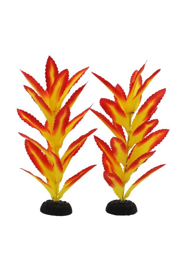 DVHEY Silk Aquarium Plants for Betta Fish Tank, 2 Pcs 7.8 Inch Small Silk Aquarium Plant Aquatic Water Grass Decoration (Yellow-Red, 8 Inch) - Image 1