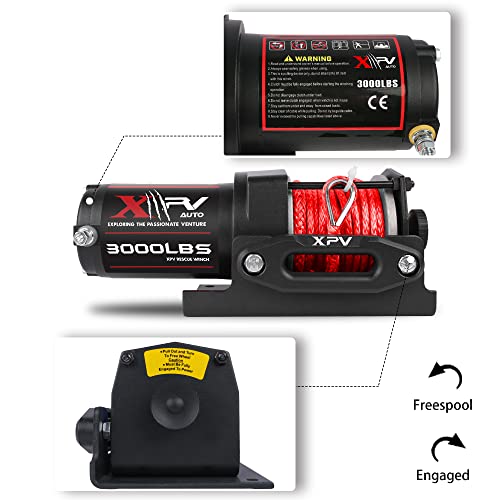 XPV AUTO 3000 lb 12V DC Electric Winch, Off Road Waterproof Winch for UTV ATV Boat with Both Wireless Handheld Remote and Corded Control Recovery Winch Synthetic Rope - Image 3
