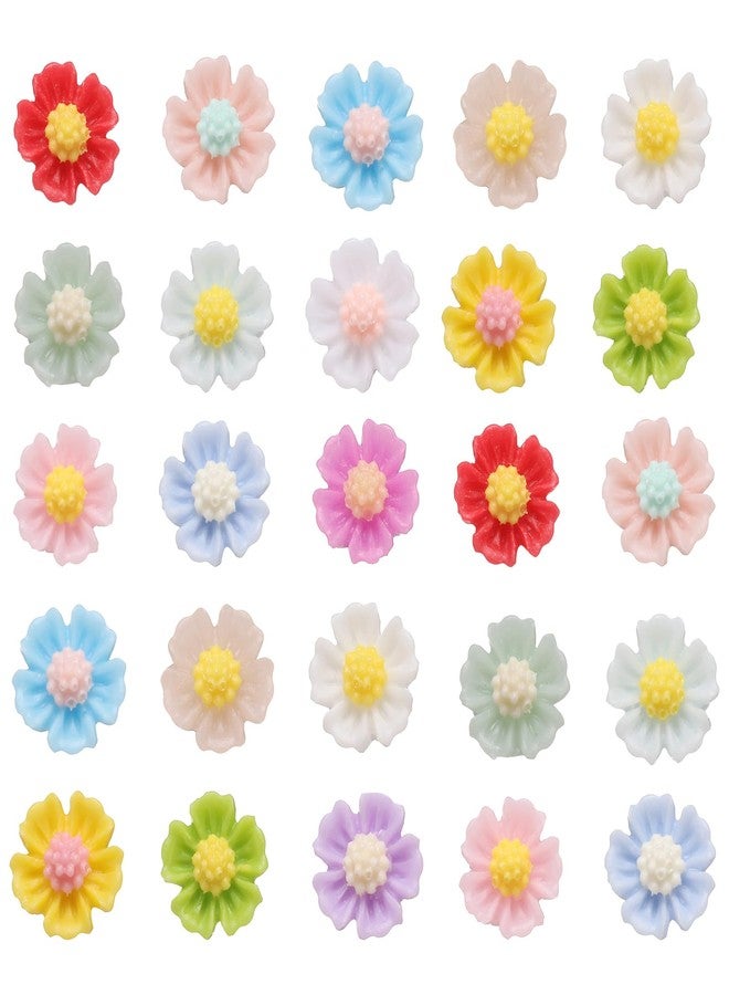 CoCud Mini Resin Flower, 0.24" Diameter, Miniature Tiny Flower Charm Dollhouse Multicolored - (Applications: for Nail Art, Fairy Garden, DIY Crafts Nail Jewelry Making), 100-Pieces - Image 1