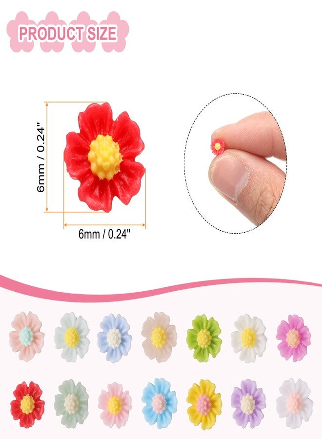 CoCud Mini Resin Flower, 0.24" Diameter, Miniature Tiny Flower Charm Dollhouse Multicolored - (Applications: for Nail Art, Fairy Garden, DIY Crafts Nail Jewelry Making), 100-Pieces - Image 2