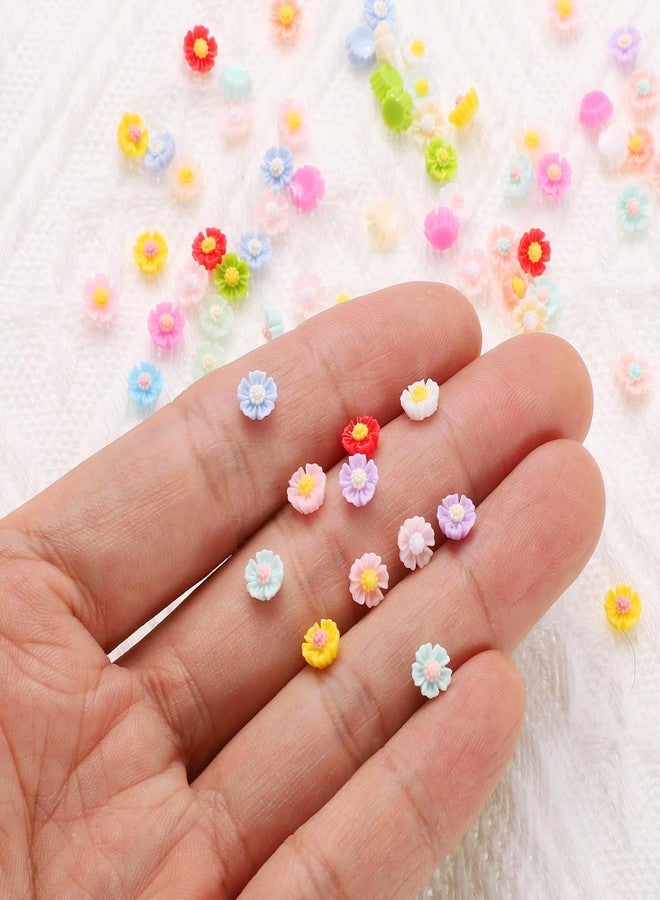 CoCud Mini Resin Flower, 0.24" Diameter, Miniature Tiny Flower Charm Dollhouse Multicolored - (Applications: for Nail Art, Fairy Garden, DIY Crafts Nail Jewelry Making), 100-Pieces - Image 4