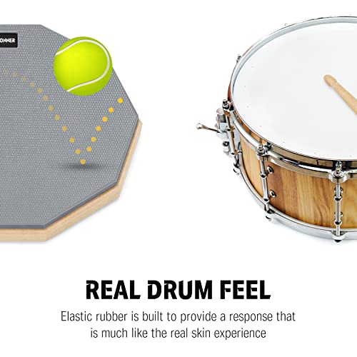 Donner Drum Practice Pad 8 Inches, Silent Practice Drum Pad 2-Sided With Drum Sticks - Gray - Image 2
