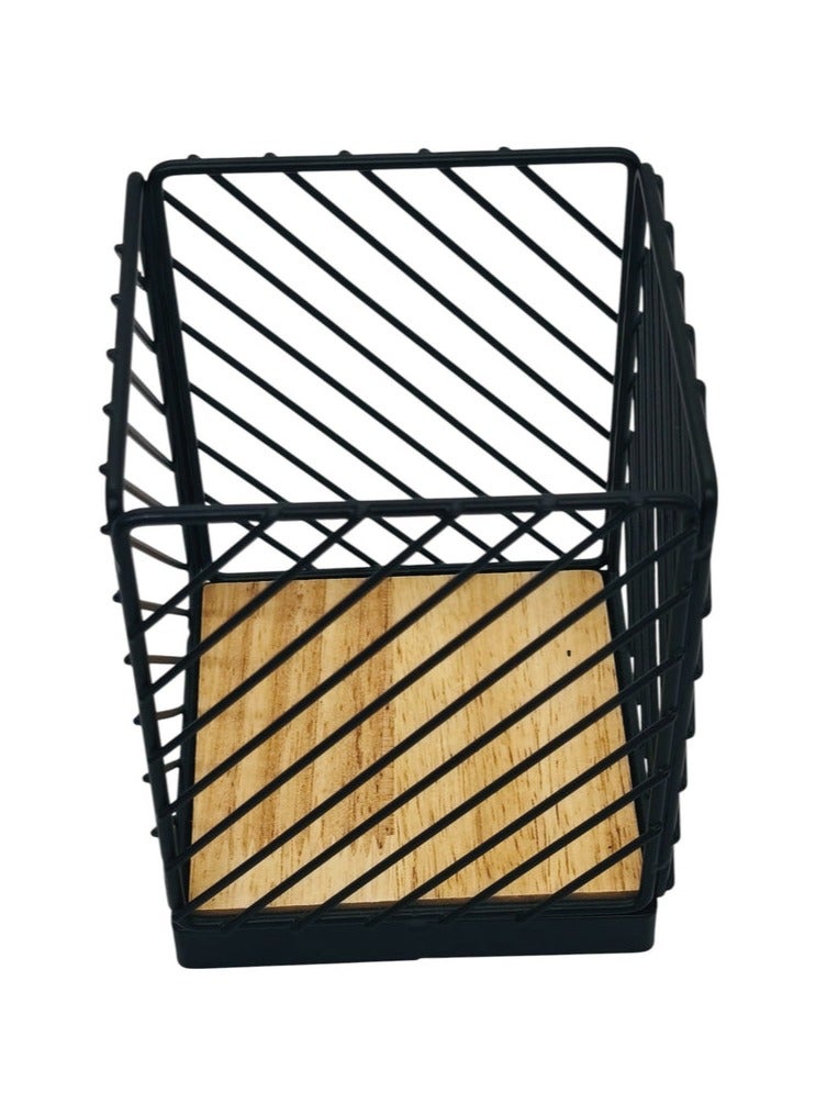 AKDC Square Metal Cutlery Holder 11cm*11cm*14cm, Black - Image 2