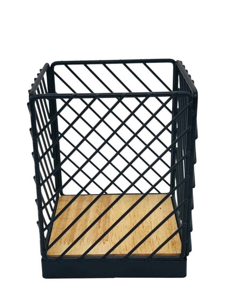 AKDC Square Metal Cutlery Holder 11cm*11cm*14cm, Black - Image 1