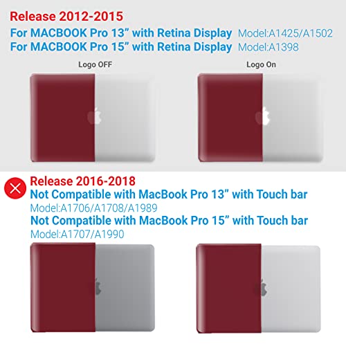 IBENZER Compatible with MacBook Pro 13 Inch Case 2015 2014 2013 end 2012 A1502 A1425, Hard Shell Case with Keyboard Cover for Old Version Apple Mac Pro Retina 13, Wine Red, R13WR+1 - Image 3