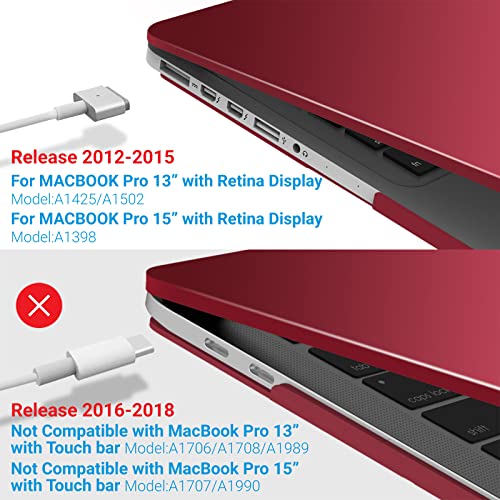 IBENZER Compatible with MacBook Pro 13 Inch Case 2015 2014 2013 end 2012 A1502 A1425, Hard Shell Case with Keyboard Cover for Old Version Apple Mac Pro Retina 13, Wine Red, R13WR+1 - Image 4