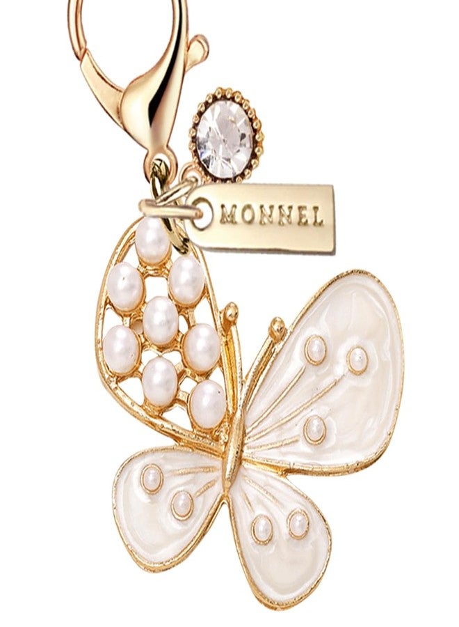 MONNEL MC446 Little Butterfly Lobster Clasp Charm for Women with Velvet Bag (White,1 Piece) - Image 2