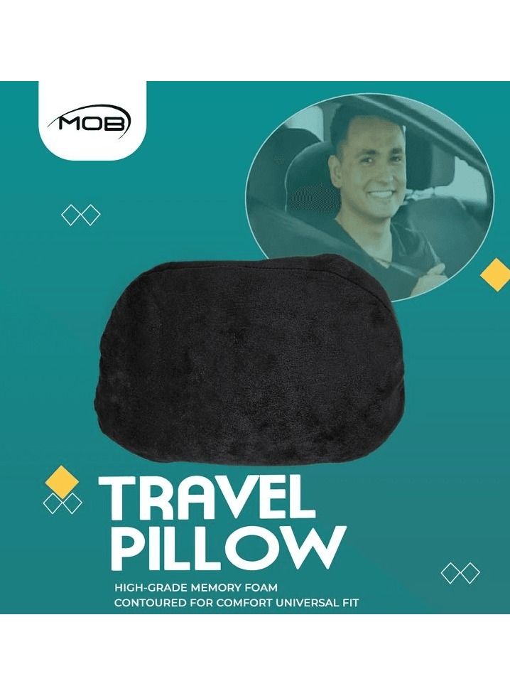 MOB Travel Pillow Car Neck Rest Car Headrest Grade Memory Foam Contoured For Comfort Universal Fit 1 Pcs Black - Image 1