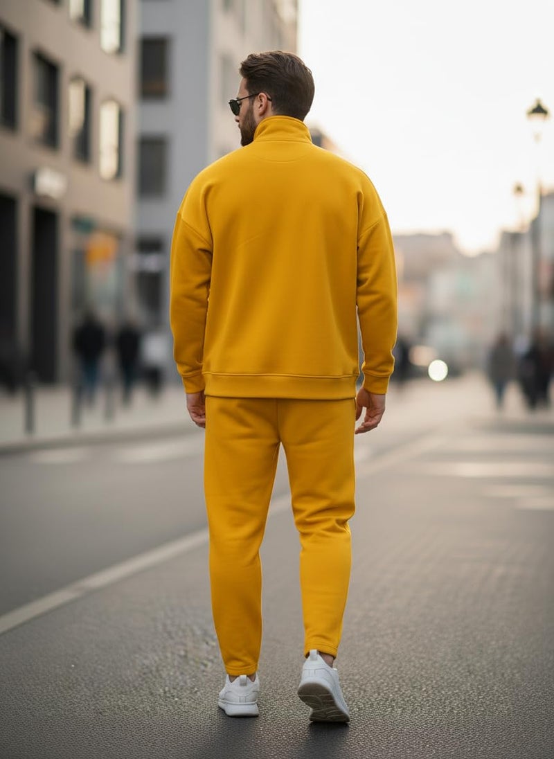 Mack Jonney Solid Half Zipper Track Suit for men | Co-ord Set | Warm Fleece Tracksuit Set | Full Sleeve Sweatshirt-M6200 - Image 4