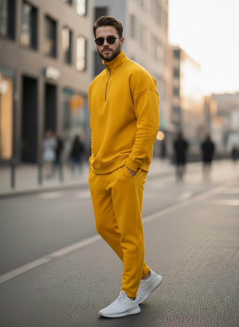 Mack Jonney Solid Half Zipper Track Suit for men | Co-ord Set | Warm Fleece Tracksuit Set | Full Sleeve Sweatshirt-M6200 - Image 5