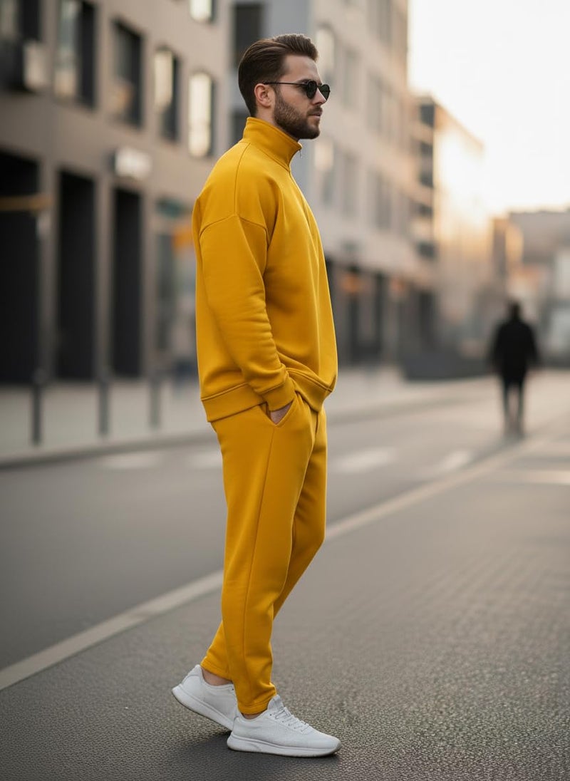 Mack Jonney Solid Half Zipper Track Suit for men | Co-ord Set | Warm Fleece Tracksuit Set | Full Sleeve Sweatshirt-M6200 - Image 3