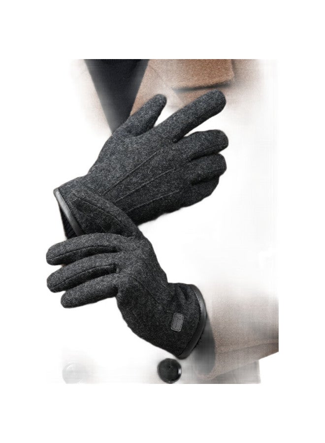 JIUMU Wool Warm Gloves For Men, Autumn And Winter Windproof And Cold-Resistant, Fleece-Lined, For Cycling, Driving, Electric Motorcycle, Bicycle, Touchscreen Gloves - Image 3