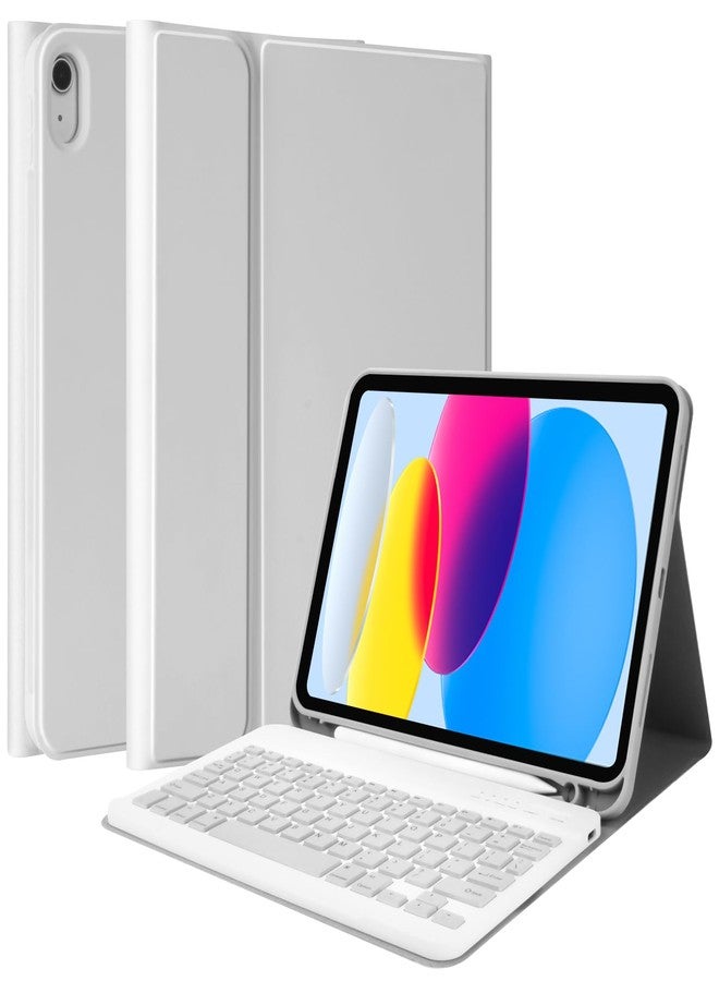 MMK iPad A16 Case (2025, 11"), iPad 10th Generation Case with Keyboard (2022, 10.9"), Wireless Detachable Keyboard, Pencil Holder (Grey) - Image 1