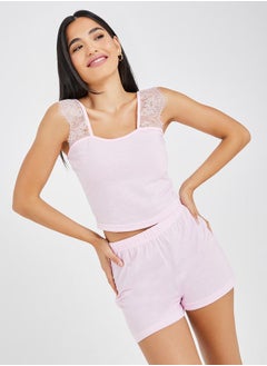 Scallop Lace Strap Cami & Shorts Set