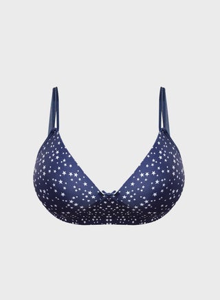Padded Non-Wired Full Cup Star Print T-shirt Bra