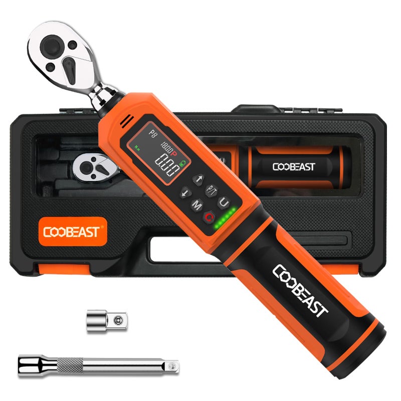 coobeast Digital Torque Wrench 1/4 Drive, 0.33-22.1 Ft.lbs./0.45-30Nm Range, Electronic Torque Screwdriver with Dual Direction Ratchet, Buzzer and LED Alert for Bicycle, Bike, DIY and Home Repair - Image 1