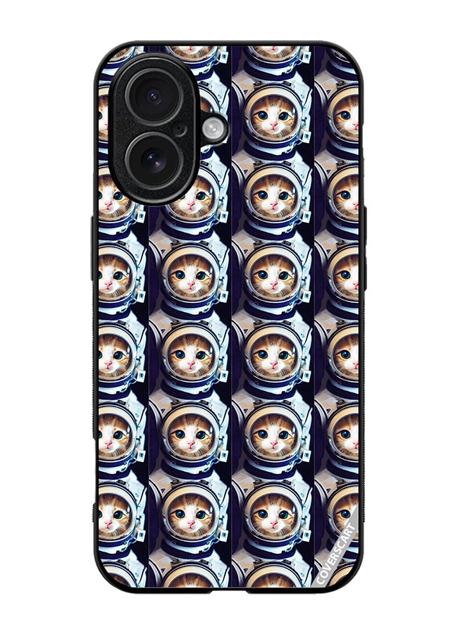 Protective Case Cover For Apple iPhone 17 Cat Face Inside Astronauts Helmet Pattern Design Multicolour
