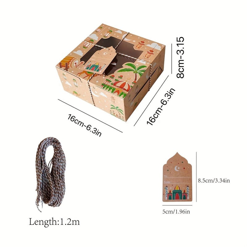 12 Pcs Ramadan Gift Box With Window Various Islamic Designs Candy Packaging Alpaca Theme Suitable For Eid Wedding Birthday Party Gifts Party Favors - Image 2