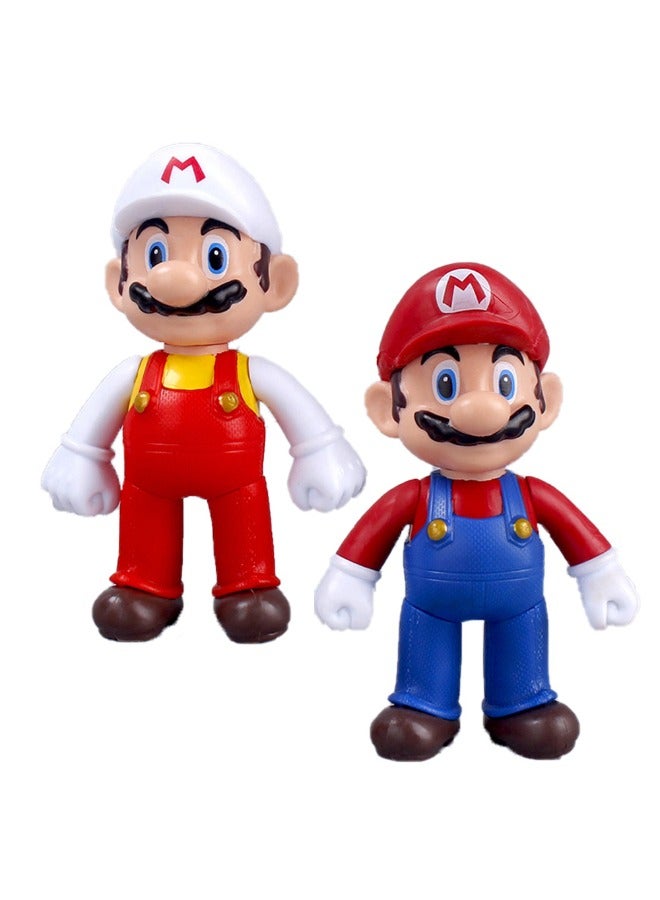 Set of 2 Super Mario Action Figure, Anime Mario Model Figure Statue, Excellent PVC Character Model Toys, for Desktop Decorations/Collectibles, Gifts for Fans, Friends, 8*12.5cm - Image 1