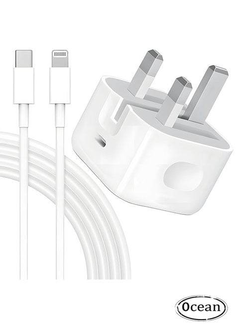 iPhone Type C 20W Fast Charger Foldable, USB C Wall Plug Universal Travel Adapter with 1M USB C to Lightning Cable Compatible with iPhone 14/14 Pro/14 Pro Max/13/12/SE2020/11/XR/XS Max/X/iPad, White