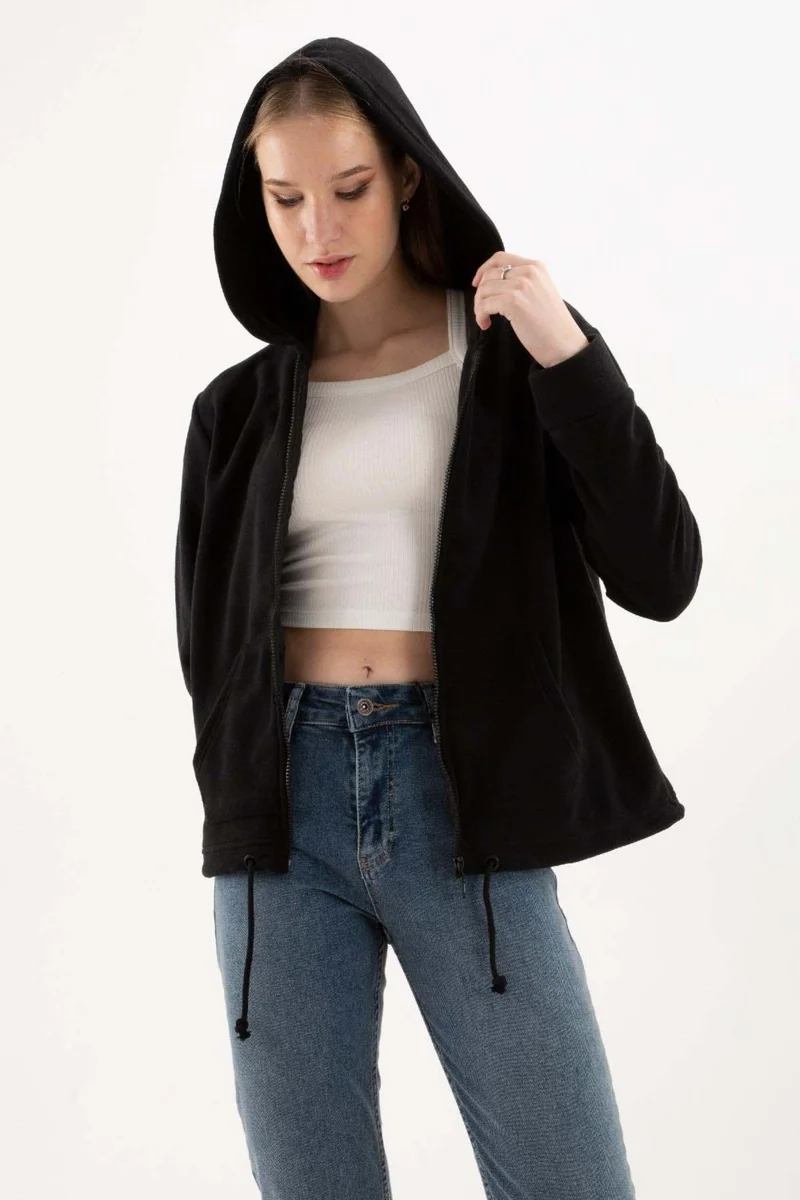 Fashion Friends Women's Zippered Polar Sweat 23K0851K1 Black