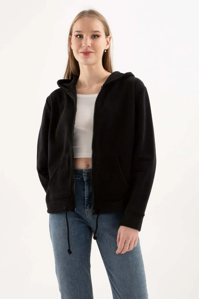 Fashion Friends Women's Zippered Polar Sweat 23K0851K1 Black