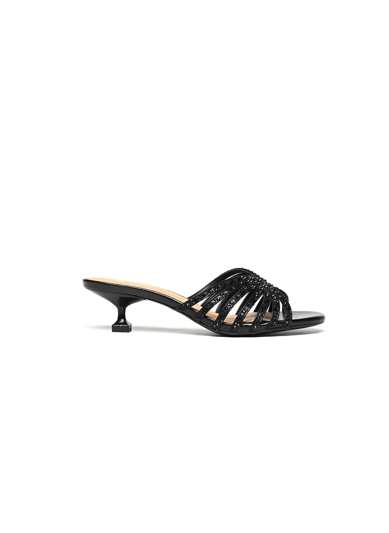 Cuple embellished low heeled slide sandal