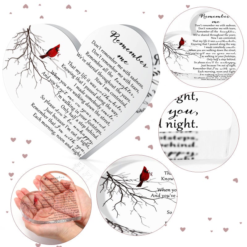 Yookeer Sympathy Gifts Heart Shape Memorial Bereavement Gifts Crystal Acrylic Paperweight Remembrance Decorations Funeral Grief Condolence Memorial Ornaments for Loss of Mother Loved One (Bird Style) - Image 3