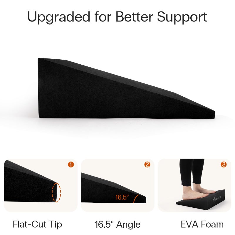 StrongTek XL Foam Yoga Wedge Blocks, Black, Set of 2, 16.5Â° Incline, 13" Ã— 12.75" Ã— 3.75", for Yoga, Stretching, Squats & Physical Therapy - Image 3